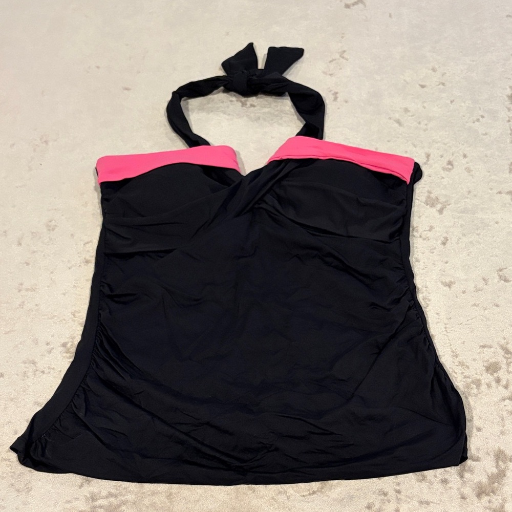 CALE Black and Pink Halter One Piece Large